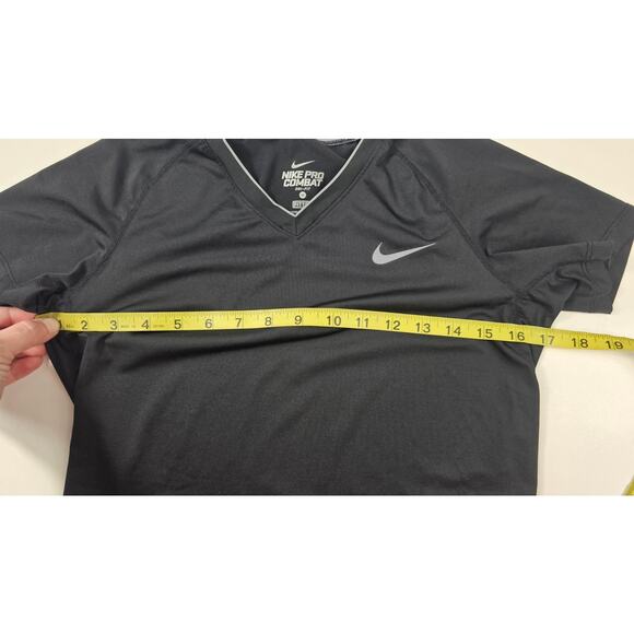 Nike pro combat fitted M womens black active performance top v neck casual run - Picture 6 of 6